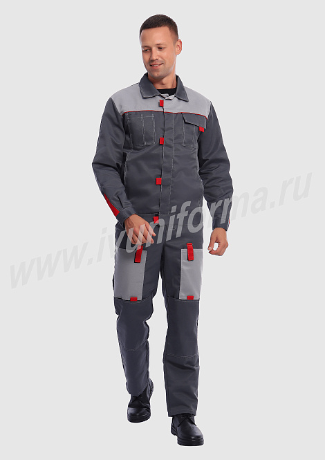 Костюм рабочий мужской (с полукомбинезоном) арт. Р-02-92-ГР