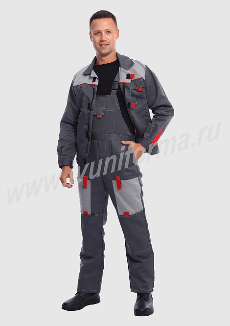 Костюм рабочий мужской (с полукомбинезоном) арт. Р-02-92-ГР